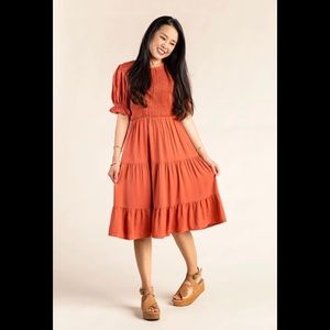 Smocked Burnt Orange Dress